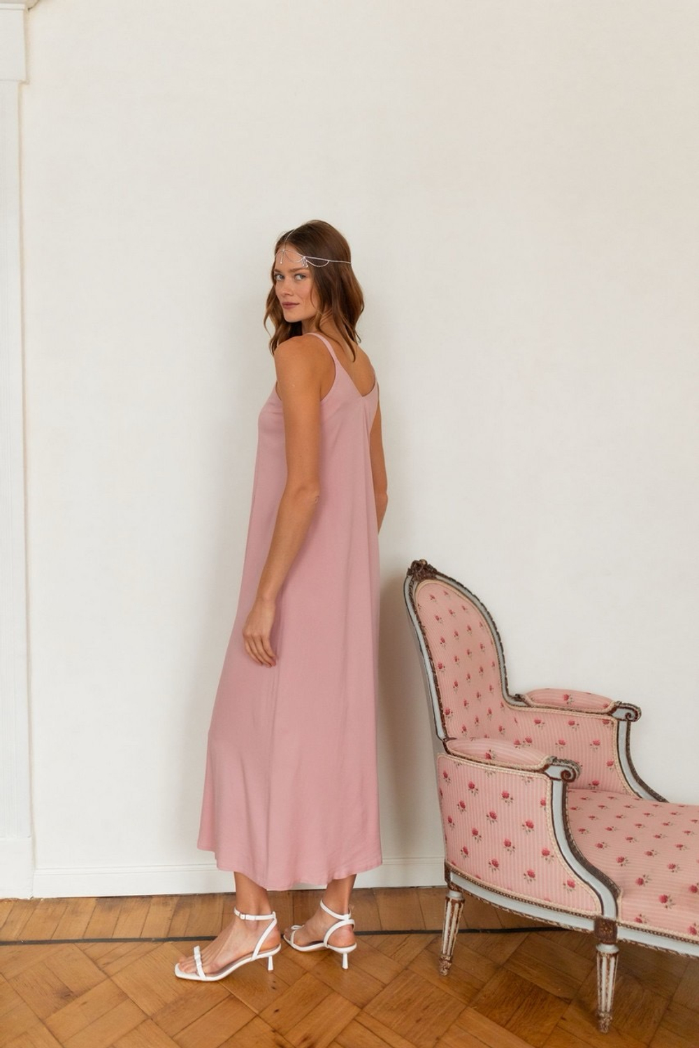 Платье-комбинация с разрезом для беременных и кормящих, Розовый