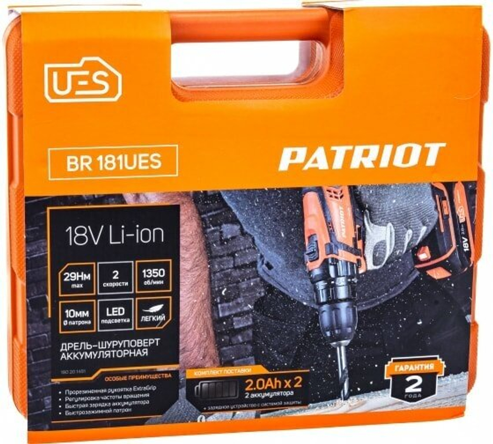 Аккумуляторная дрель-шуруповерт PATRIOT BR 181UES 180201481