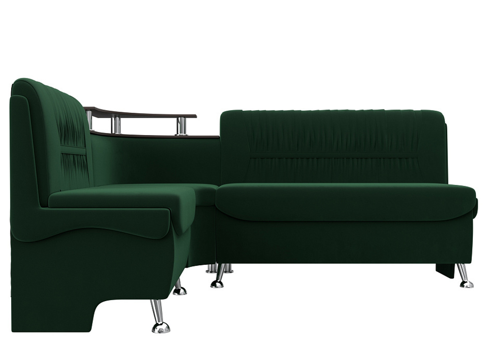 Диван кухонный угловой Сидней левый угол, Зеленый, Велюр, 126111L