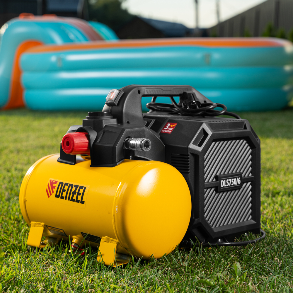 Компрессор  DLS750/6 безмасляный малошумный 750 Вт, 140 л/мин,ресивер 6 л Denzel