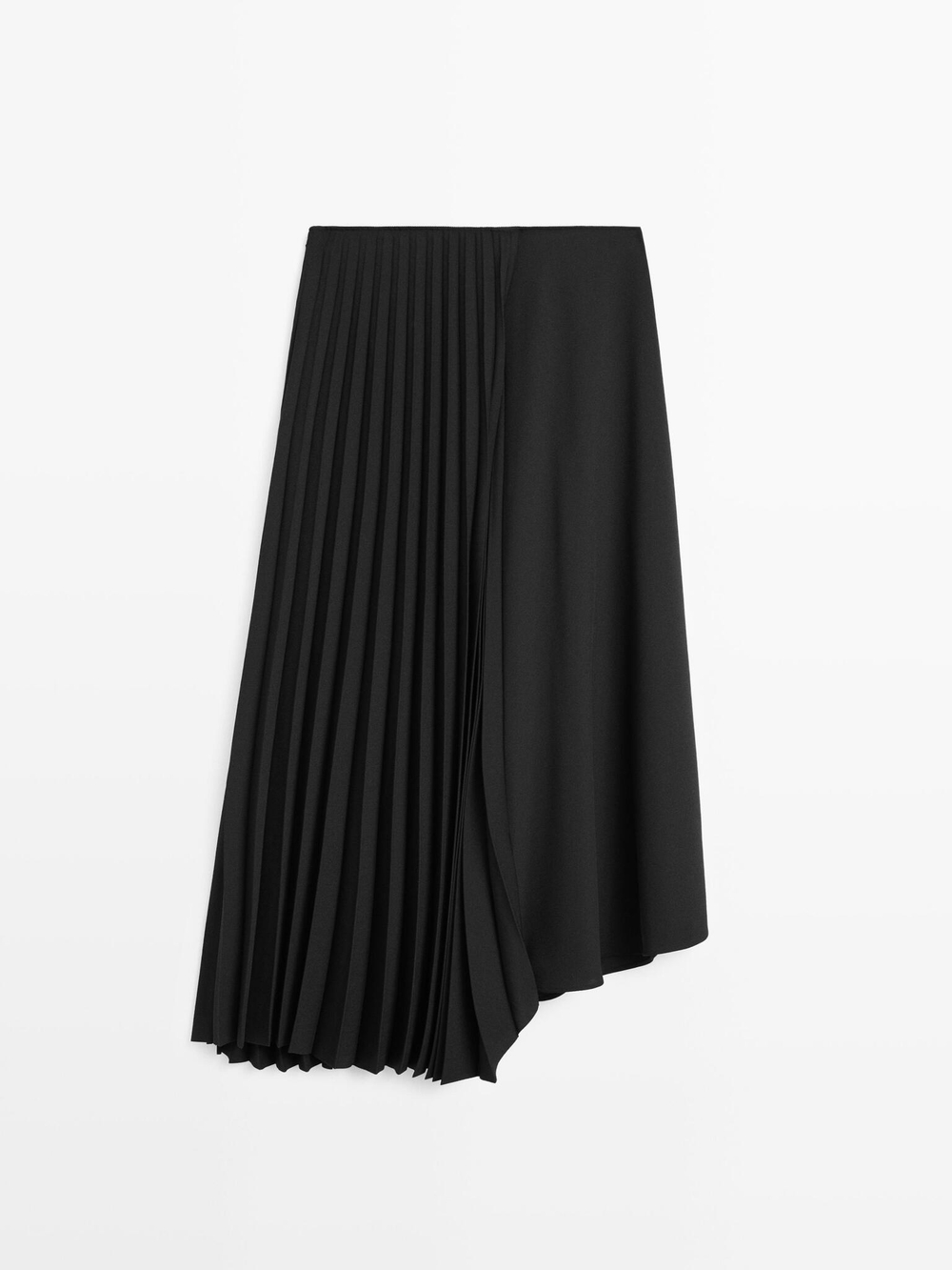 Massimo Dutti Юбка асимметричного кроя в складку, черный
