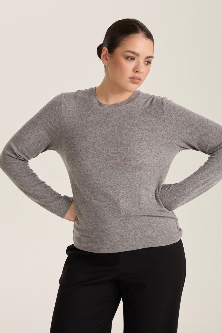 Лонгслив с шерстью мериноса, светло-серый