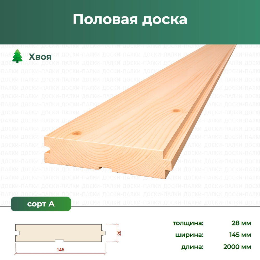 Половая доска Хвоя, 28×145×2000 мм, сорт А