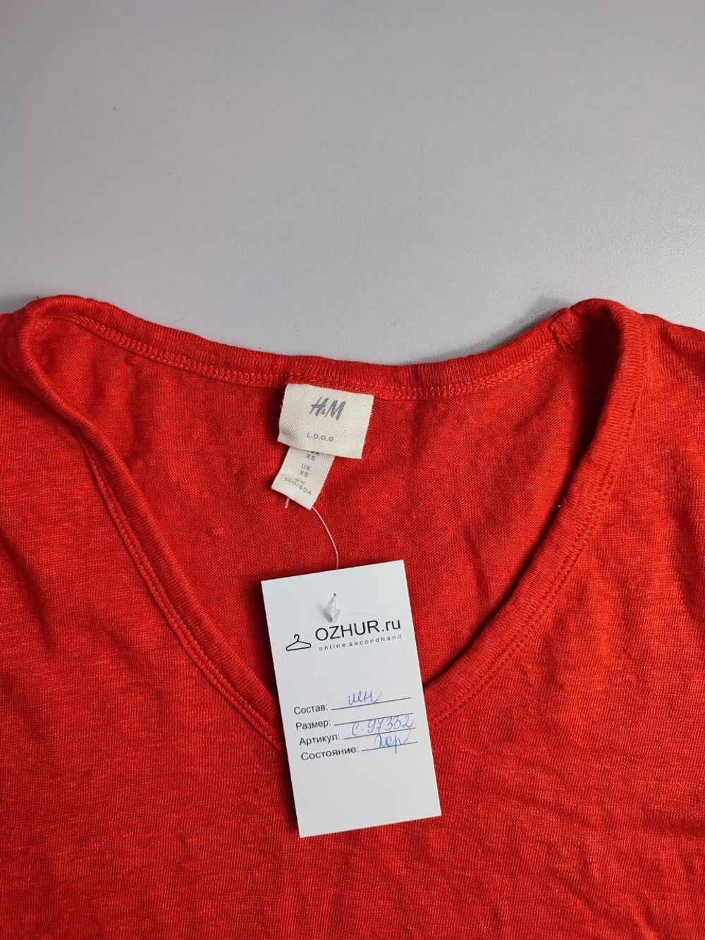 Топ H&M яркий, льняной на лето 42 размер