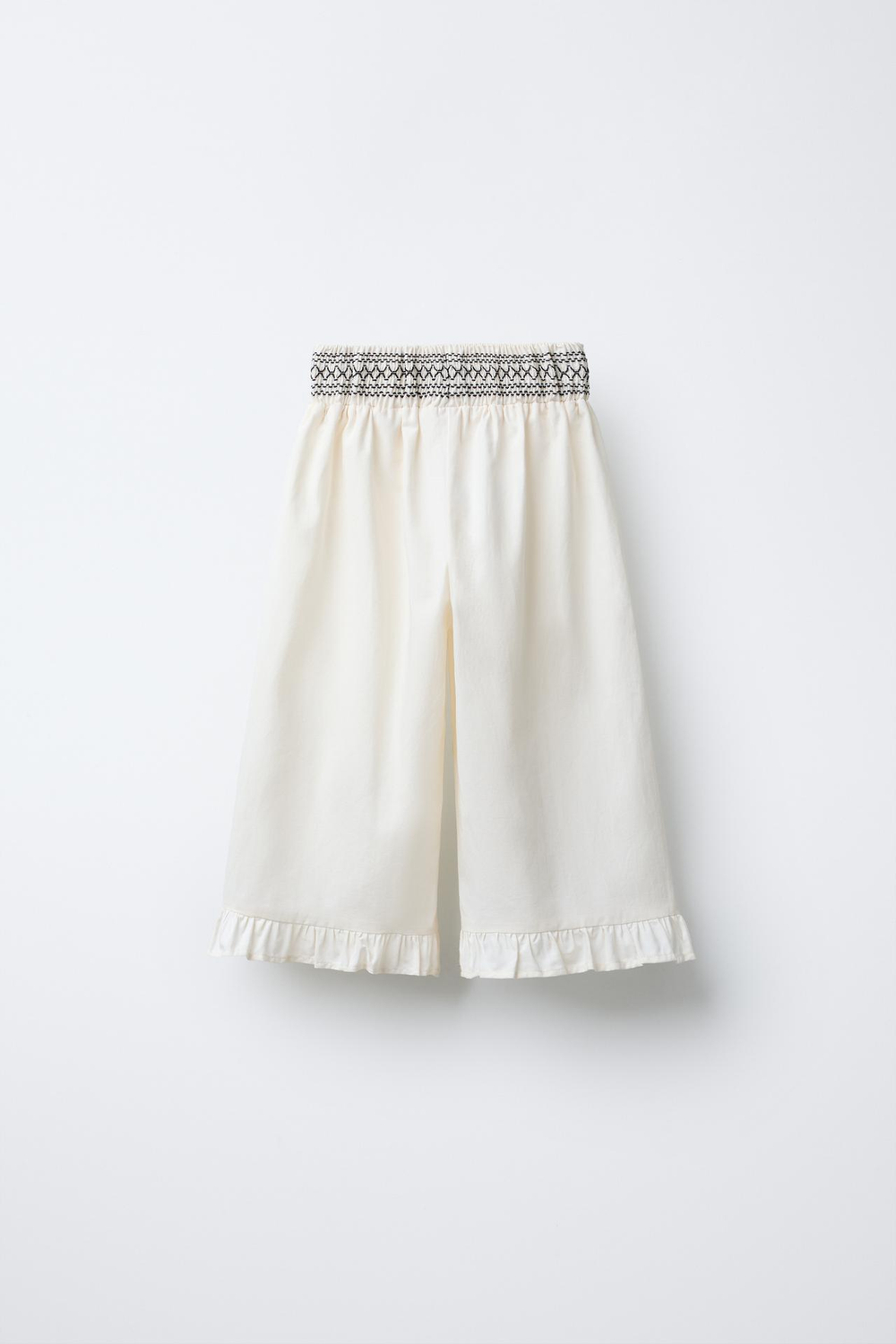 ZARA БРЮКИ С ВОЛАНАМИ, ЭКРЮ