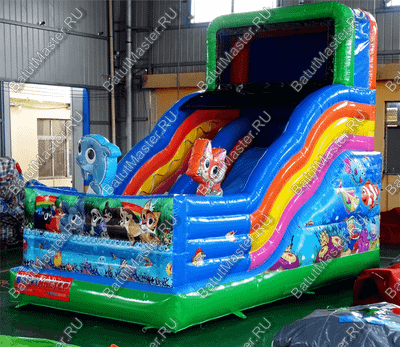 Надувная горка "Звери на пляже" 6*3.5*5 м
