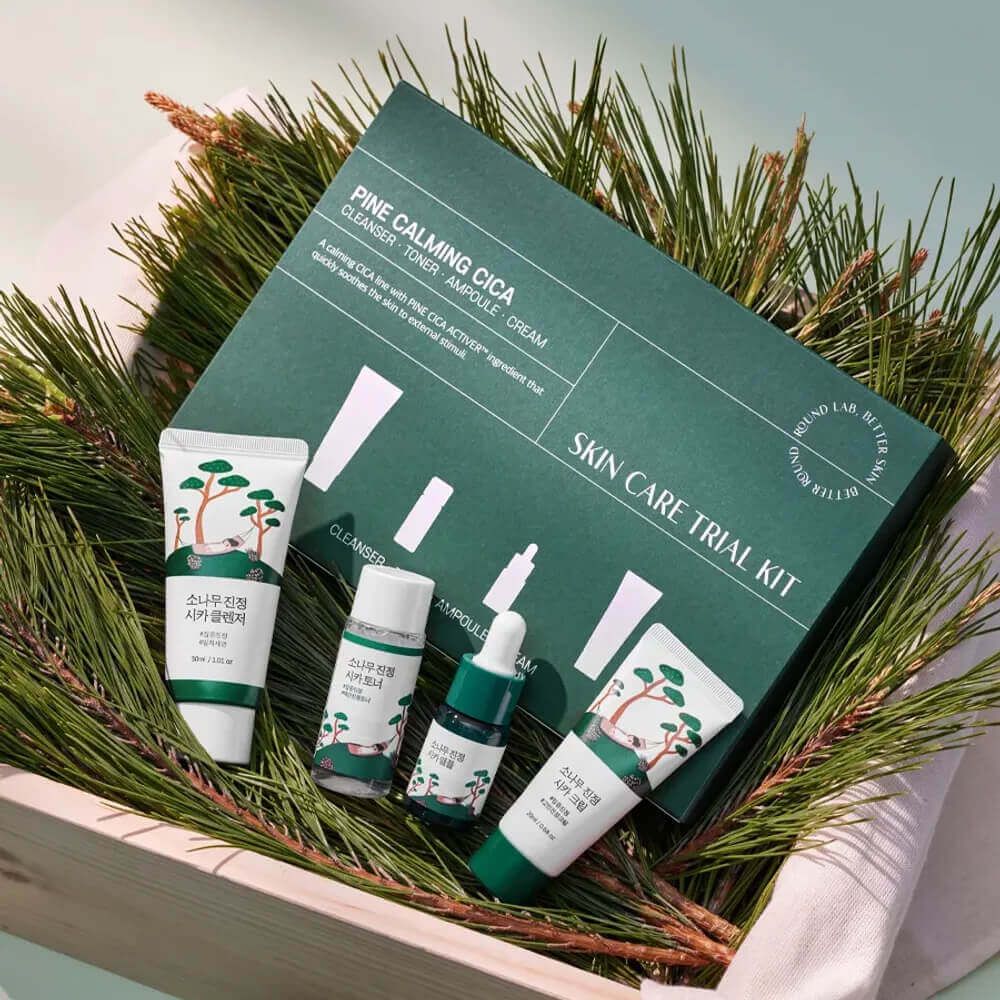 Travel-набор средств с экстрактом сосны Round Lab Pine Calming Cica Trial Kit