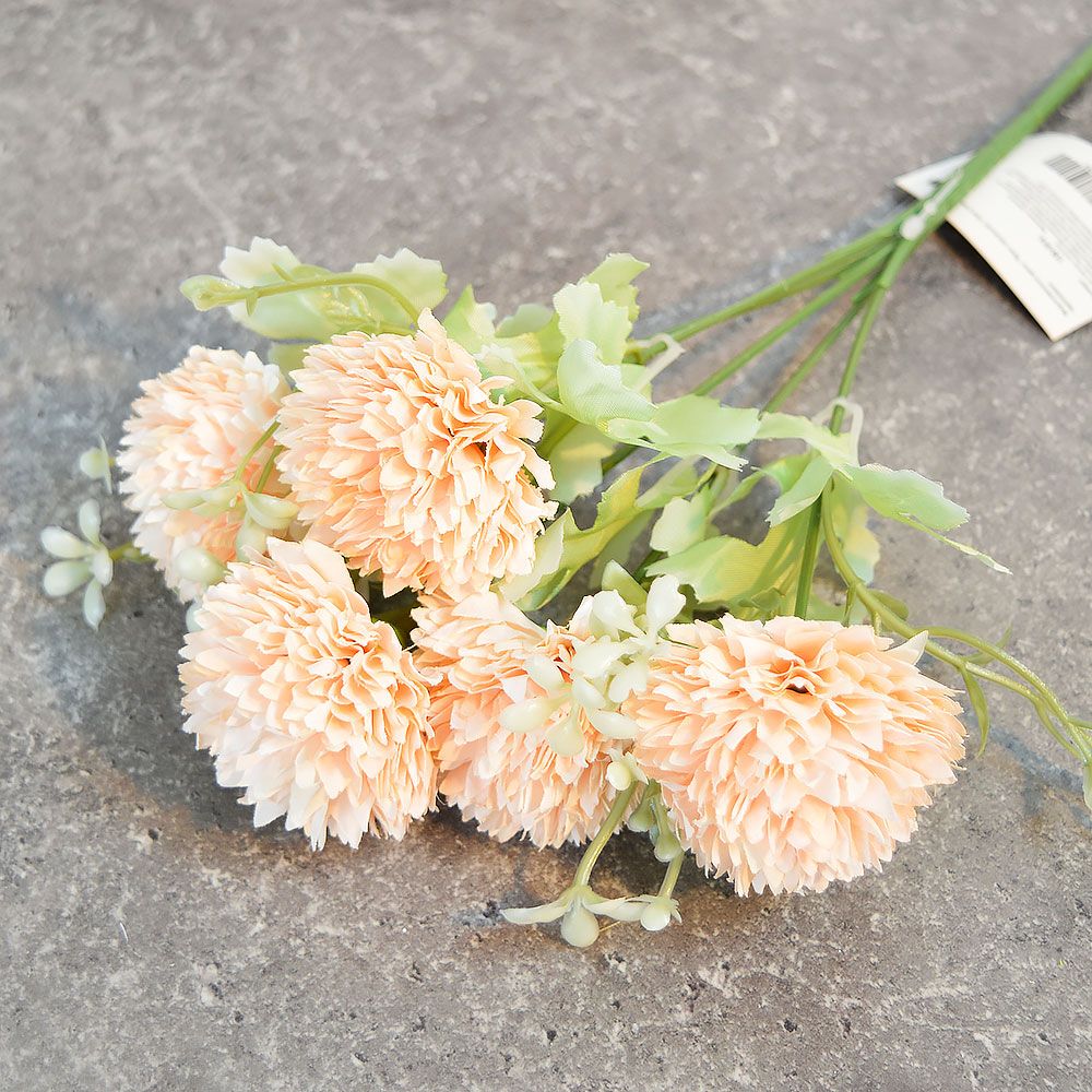 Цветы искусственные "Букет хризантем" 25см 5 цветков, персиковые Цветы искусственные "Букет хризантем" 25см 5 цветков, персиковые