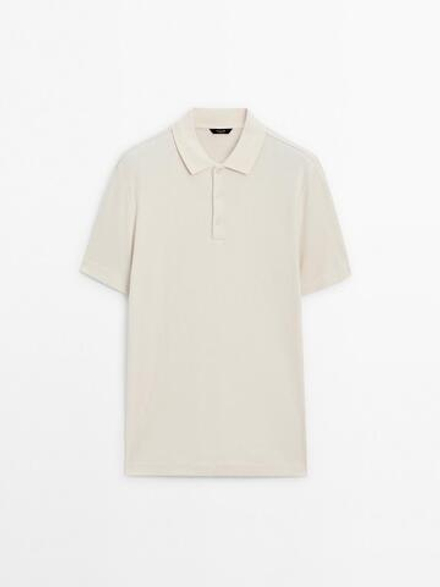 Massimo Dutti Футболка-поло с короткими рукавами, натуральный