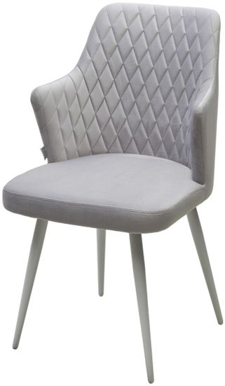 Стул HERMAN СВЕТЛО-СЕРЫЙ BM-4, велюр / белый каркас М-City