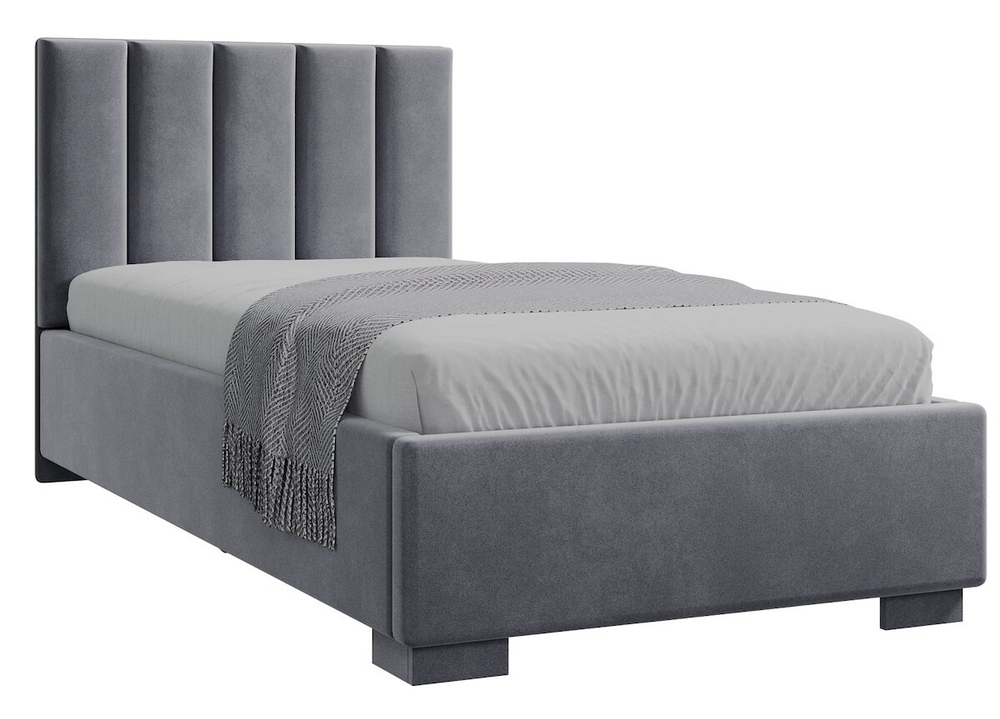 Кровать односпальная Наоми, велюр серый