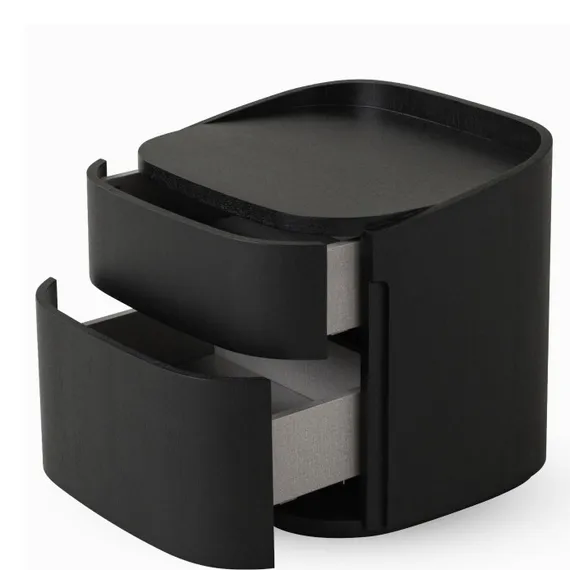 Прикроватная тумбочка Kispa с 2 ящиками, черная