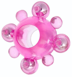 Розовое эрекционное кольцо c бусинками (Цвет: розовый)