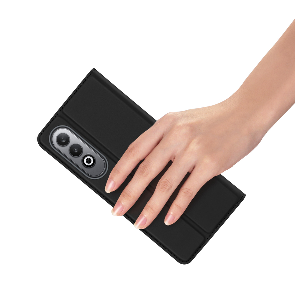 Чехол книжка из PU кожи черного цвета от Dux Ducis для смартфона OnePlus Nord CE4 и OPPO K12, K12 Plus, серия Skin Pro Series Case