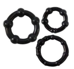 Набор из трех черных эрекционных колец Sex Expert (Цвет: черный)