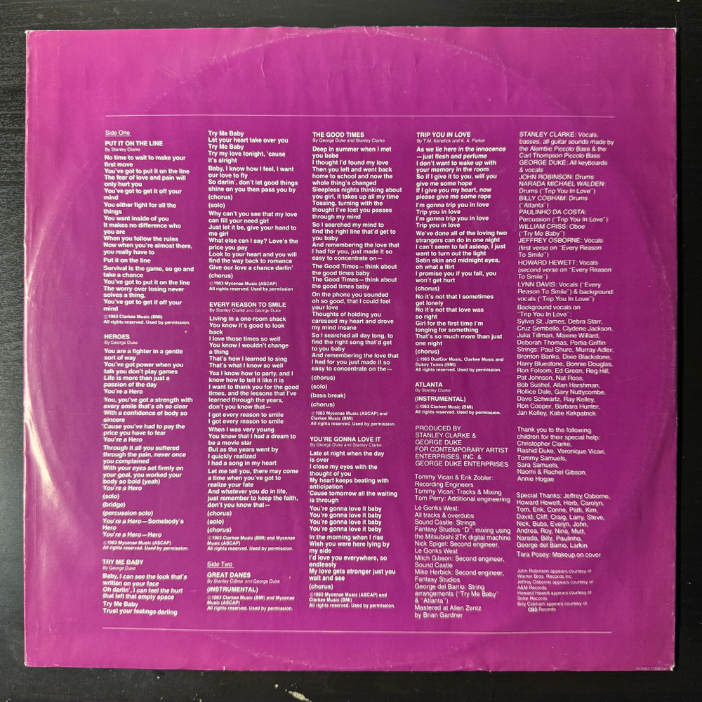 Виниловая пластинка Stanley Clarke/George Duke - The Clarke / Duke Project II LP