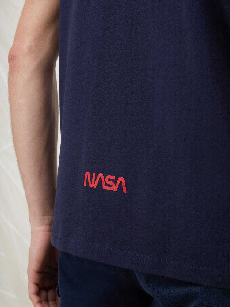 Футболка Alpha Industries Nasa Worm Logo Tee Rep. Blue