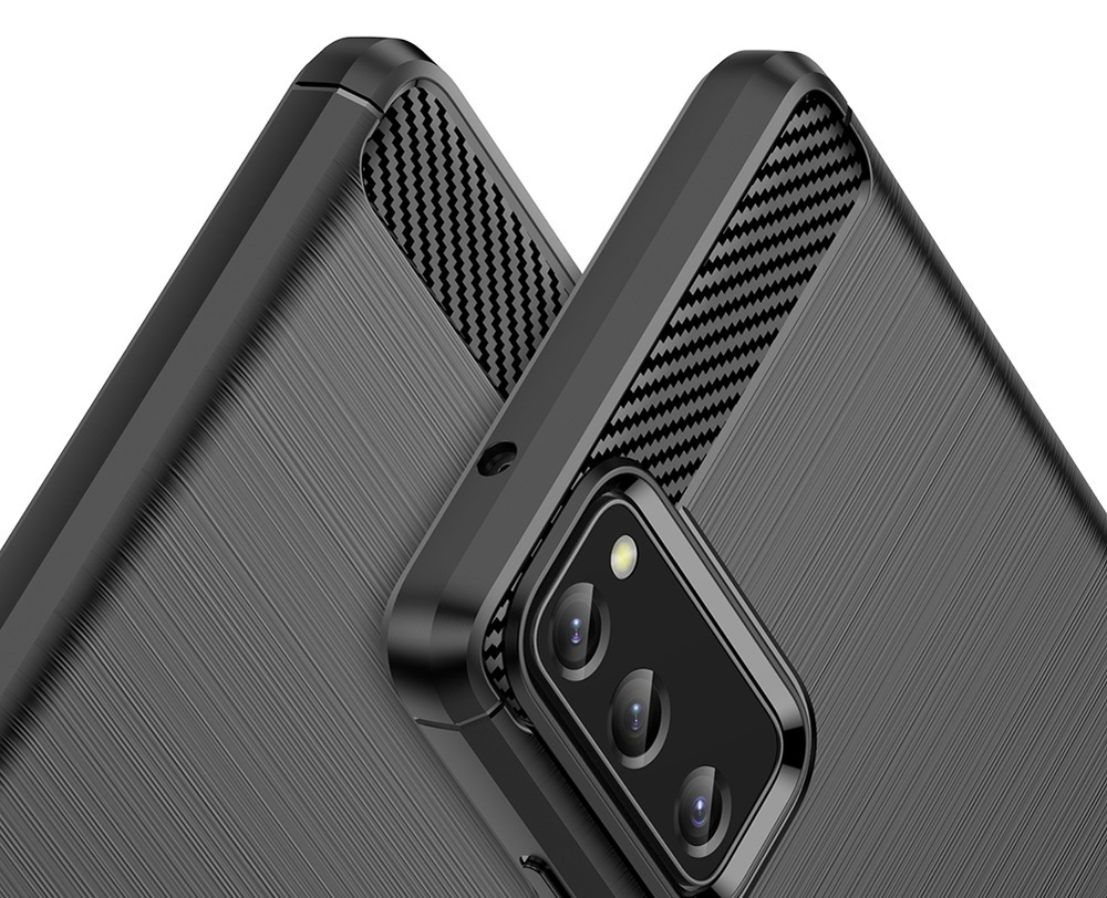 Мягкий чехол черного цвета под карбон на Samsung Galaxy S20 FE (Fan Edition), серия Carbon от Caseport