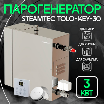 Парогенератор для хамама и турецкой бани Steamtec TOLO-30-KEY, 3 кВт (стандартный модуль управления)