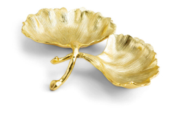 Менажница двухсекционная 25см Michael Aram Листья гинко золотая