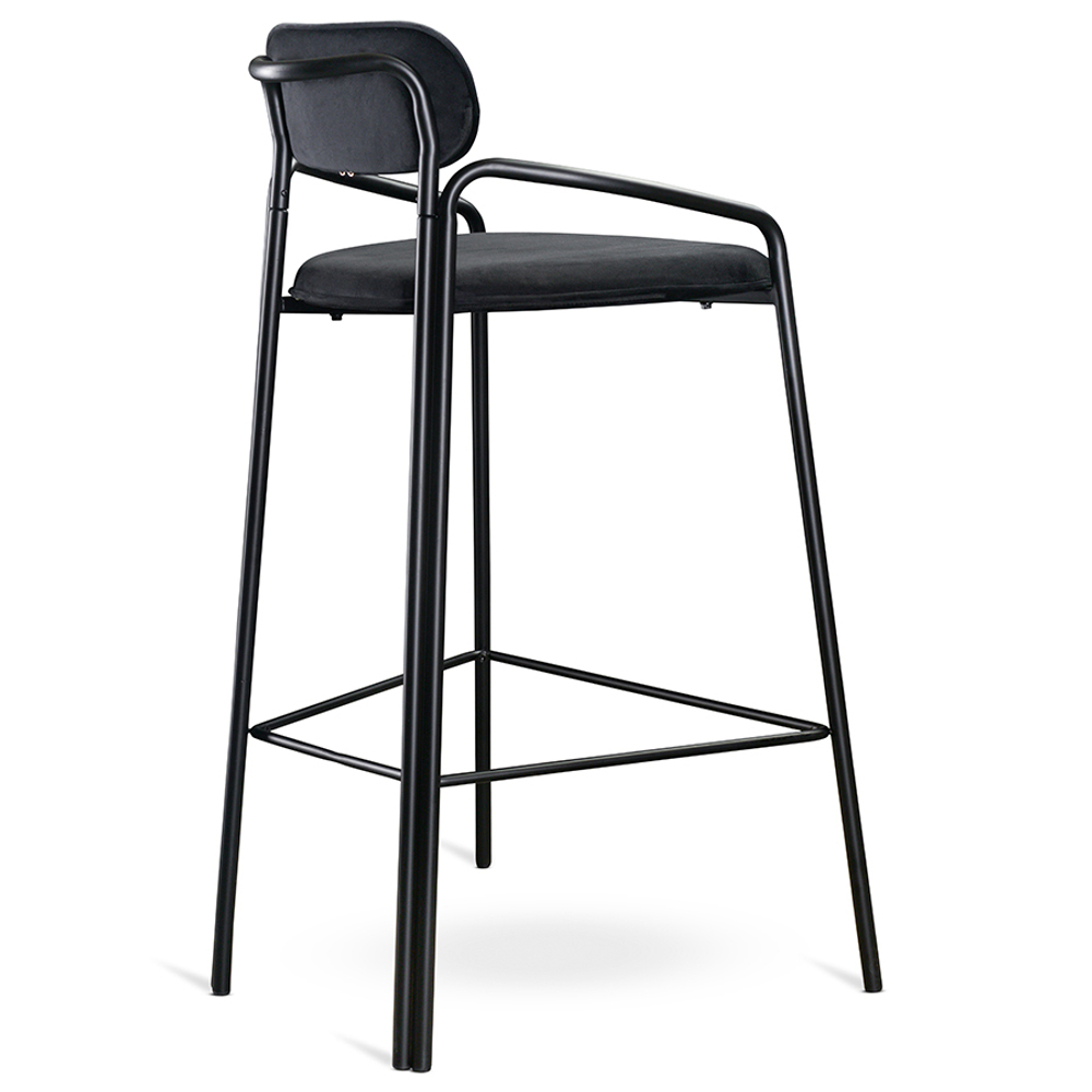 Стул барный Ror, round, велюр, черный/черный