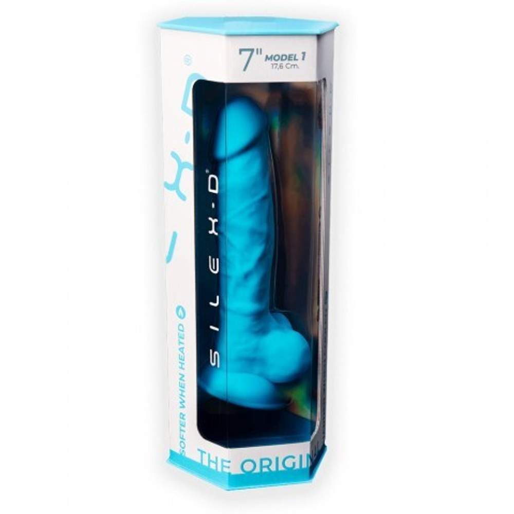 Фаллоимитатор SilexD Model 1 (17,6×3,5 см) с двойной плотностью голубой