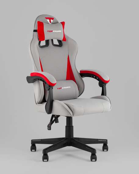 Кресло спортивное TopChairs Phantom ткань серо-красный