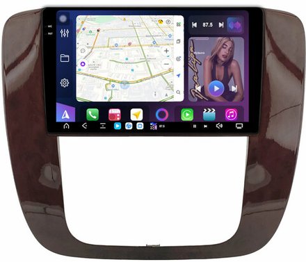 Магнитола для Chevrolet Tahoe 2006-2014 (рамка под дерево) - FarCar GX1174M монитор 9.5" 2K QLED на Android 14, TS20, 6+128Гб, CarPlay, 4G SIM-слот