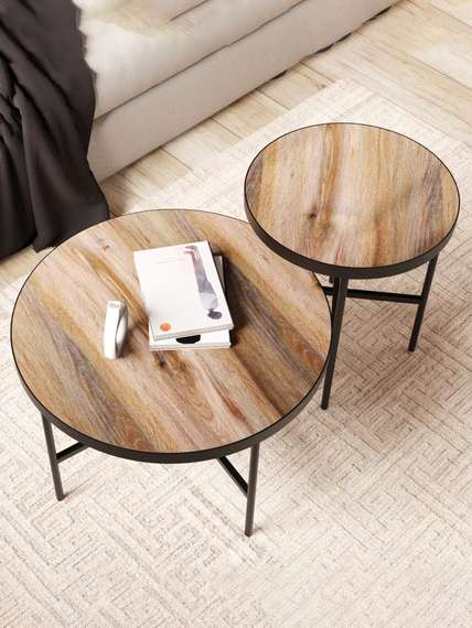 Стол журнальный МеталлАрт М011 коричневый дуб/черный большой