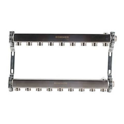 Коллекторная группа для радиаторного отопления ROMMER RMS4401 - 1" на 9 контуров 3/4"EK