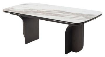 Стол INGERMAN 200 KARAKATA BROWN, керамика на стекле / Темно-серый металл+ шпон, каркас