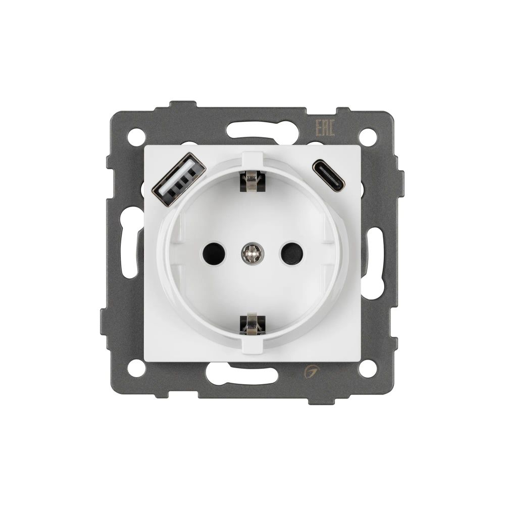 Механизм розетки с быстрой USB зарядкой SCT-MUAC-PL-WH-V (250V, 16A) (Arlight, -) 049822