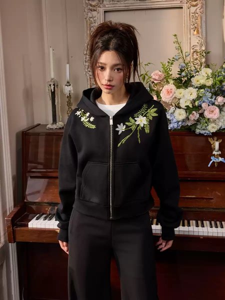 Женское худи HARSHandCRUEL "Flowers" Cropped Zip Hoodie