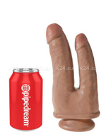 Фаллоимитатор анально-вагинальный загорелый King Cock Double Penetrator (Цвет: телесный)