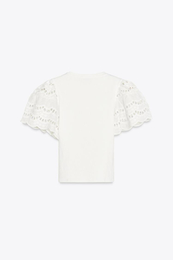 ZARA ТОП БЕЗ РУКАВОВ С ВЫШИВКОЙ, БЕЛЫЙ