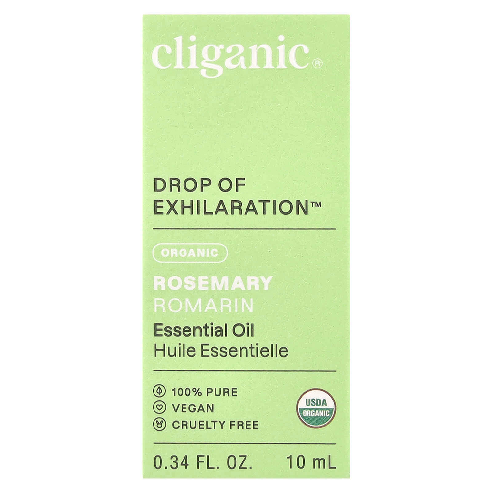 Cliganic, Drop of Exhilaration ™, органическое эфирное масло розмарина, 10 мл (0,34 жидк. Унции)