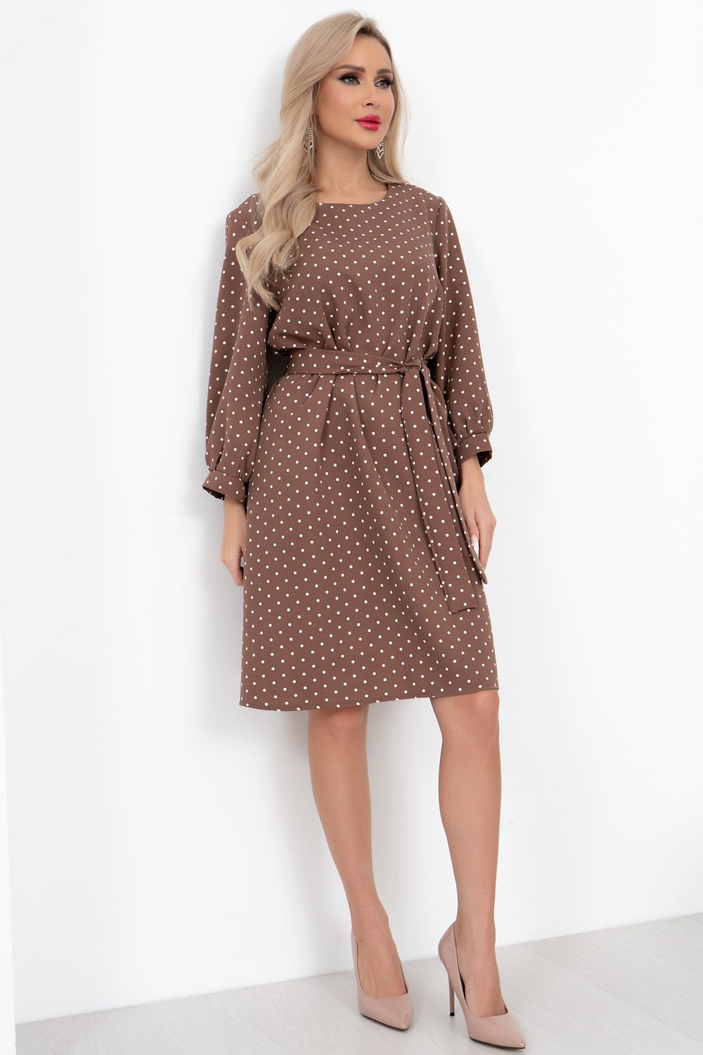 Платье Карина (бежевый/горох) Р11-2004/2 Nikol