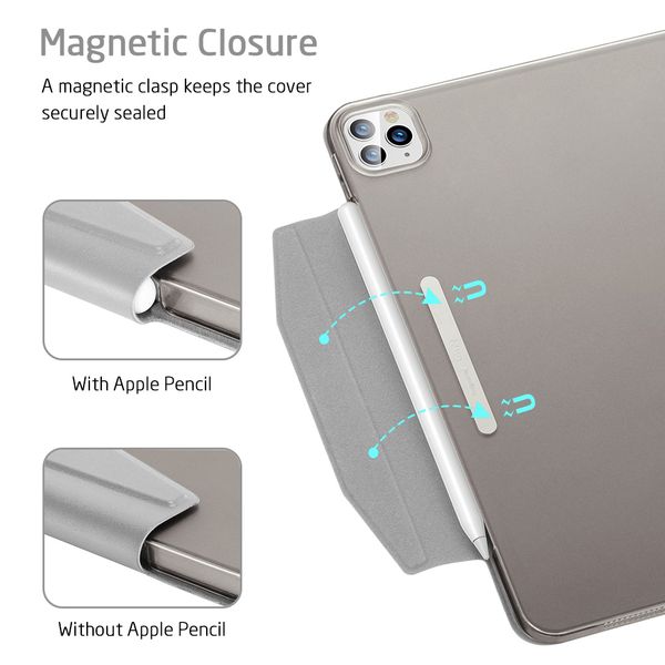 Ударопрочный магнитный чехол ESR Rebound Pencil Case для iPad Pro 11 2020 (серебристый)