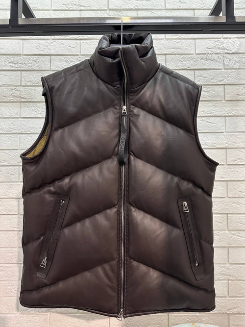 Кожаный пуховый жилет Tom Ford