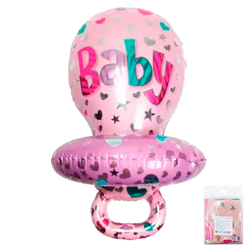 Шар фольгированный Фигура "Пустышка детская" Розовая 29" с гелием
