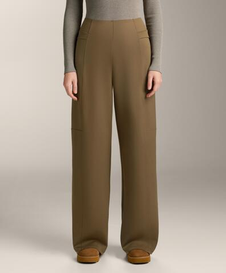 OYSHO Брюки прямого кроя с высокой посадкой и эффектом неопрена, оливково-зеленый