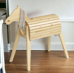 Конь деревянный 105х116, Харри декоративный, с хвостом и гривой, новогодний, статуя, декорация, массив сосны, Dipriz