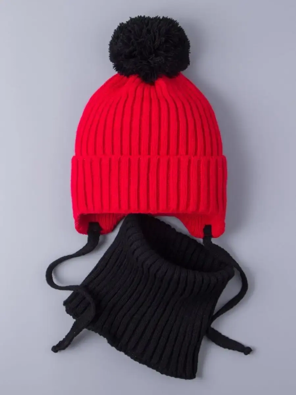 Шапка детская осенняя вязаная и снуд