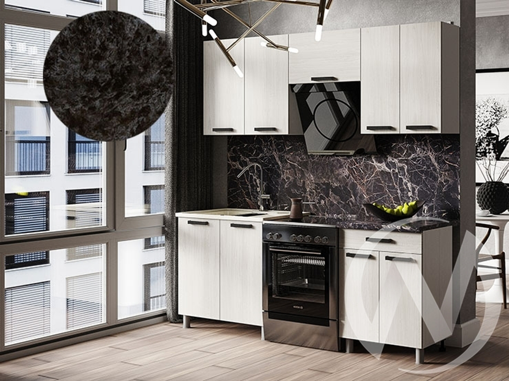 Кухня Элиана 2.0м с окапом 26мм кастилло темный