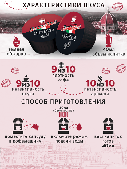 Кофе SantaRicci в капсулах, ЭСПРЕССО, для кофемашин Dolce Gusto, 12 шт.