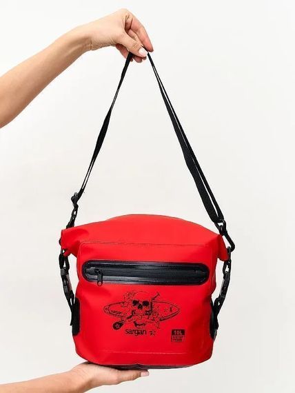 Гермосумка через плечо Sargan Скелетон-САП/Пляжка с доп.карманом 10 л красный