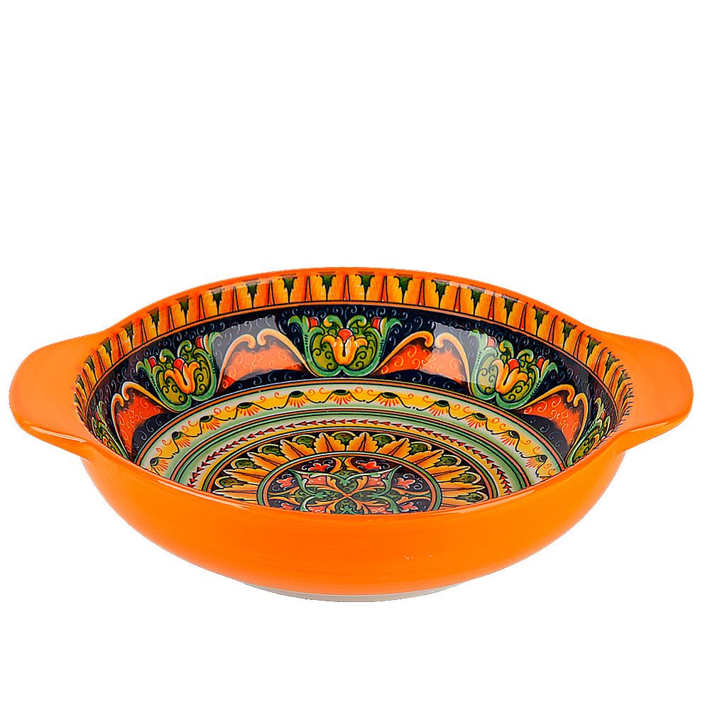 Салатник с ручками "Arabesque" (оранжевый) 24,5х20,5см v=1200мл (min6) (транспортная упаковка)