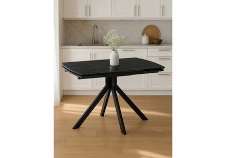 Керамический стол Woodville Катчел 120(180)x80 черный мрамор, черный, ножки черные