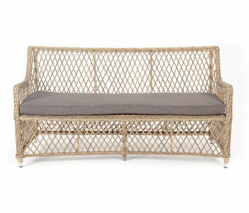 "Латте" диван двухместный из искусственного ротанга, цвет соломенный