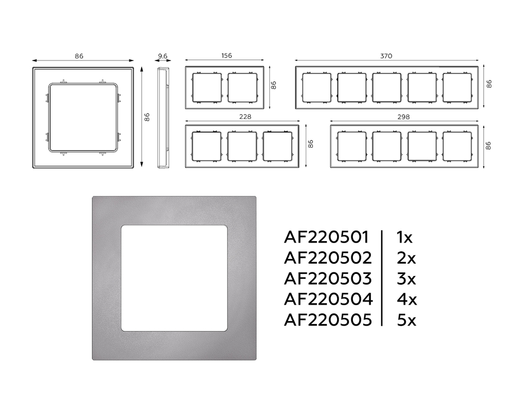 AF220503 Рамка ALFA Techno (Сталь матовый) 3-ая
